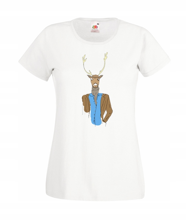 

S Koszulka Damska Jeleń Myśliwy Łowca Rogi Wzory