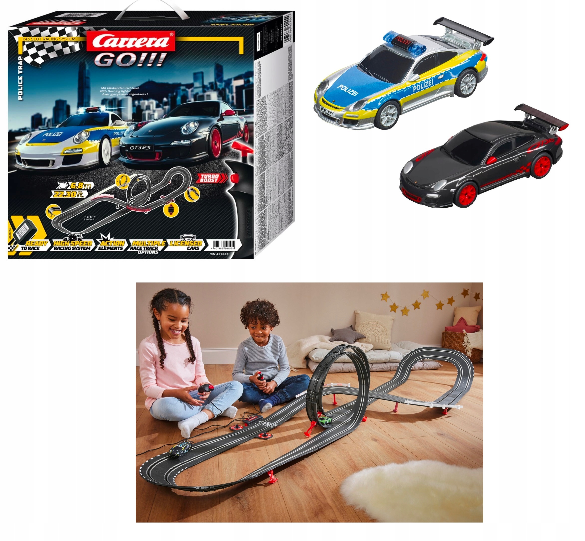 Tor Wyscigowy Carrera Go Police Tap 6,8 M Auta Porsche Police Porsche Gt Rs