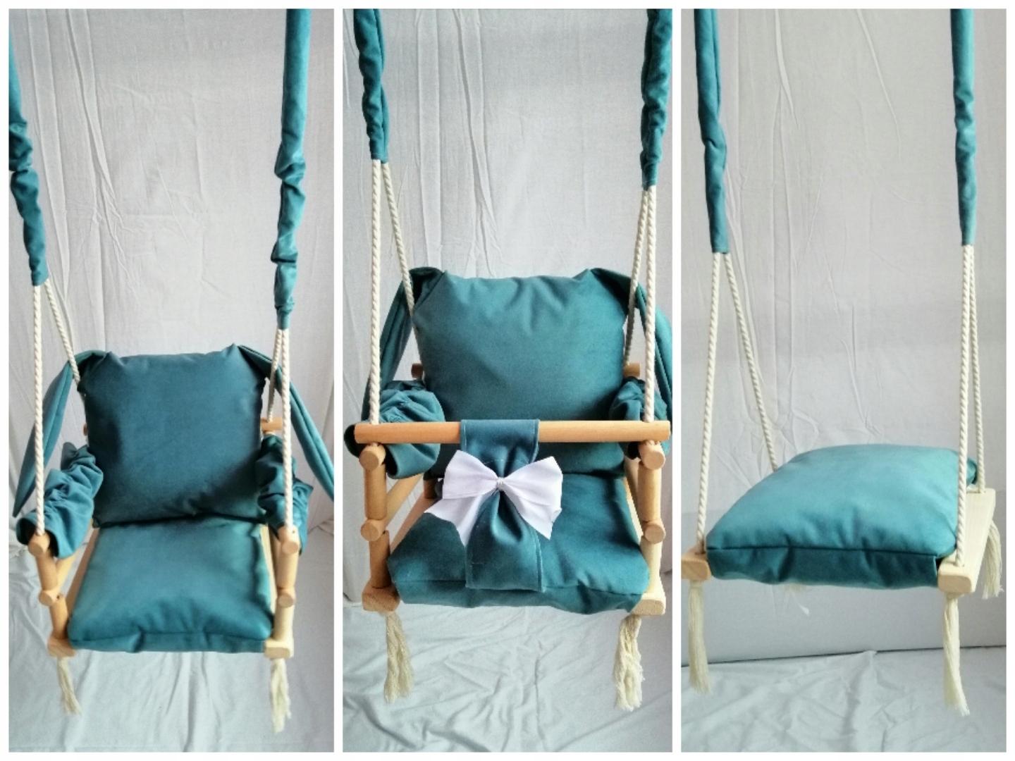 HUŚTAWKA 3w1 DZIECI miś TURKUSOWY DOM OGRÓD POKÓJ SIEDZISKO PLUSZ PREZENT Marka Szczerbuś