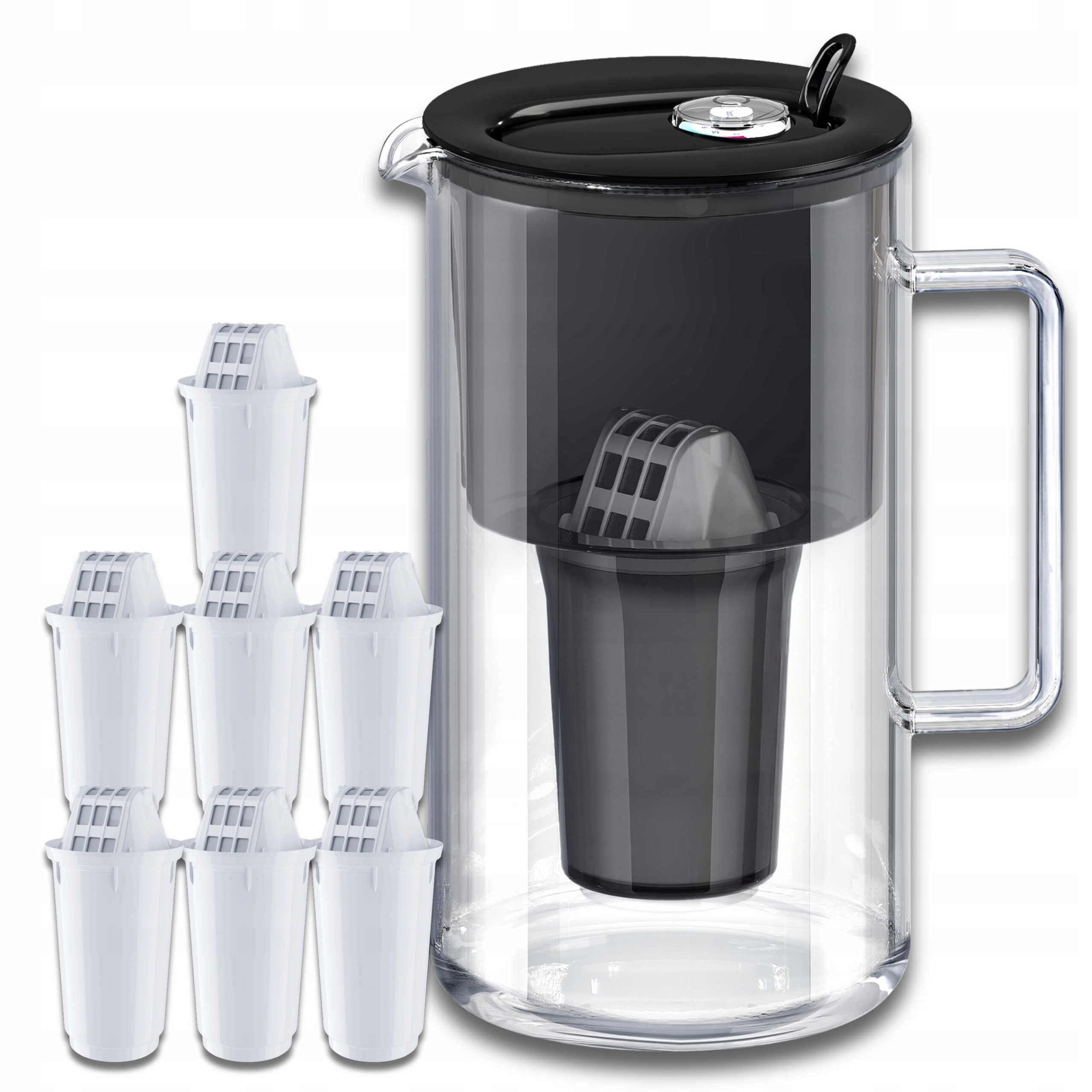 Filtrační konvice skleněná Aquaphor Nord 2,5 l 7 náplní A5 (350 l), černá