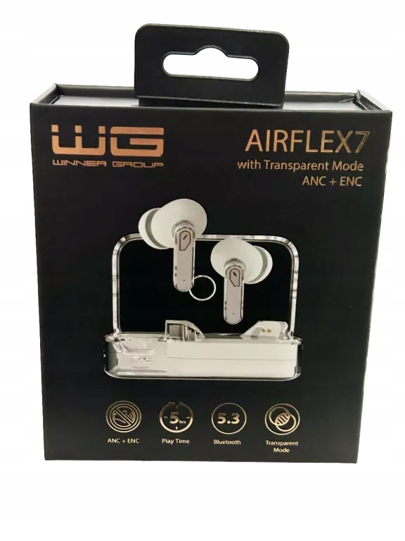 Bezdrátová sluchátka do uší Winner Group Airflex 7, 5H, Bt, Anc, Enc, bílá