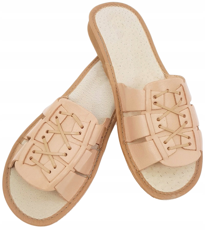 Pantofle 100% Skóra Kapcie Góralskie Odkryte *40* Rozmiar 40