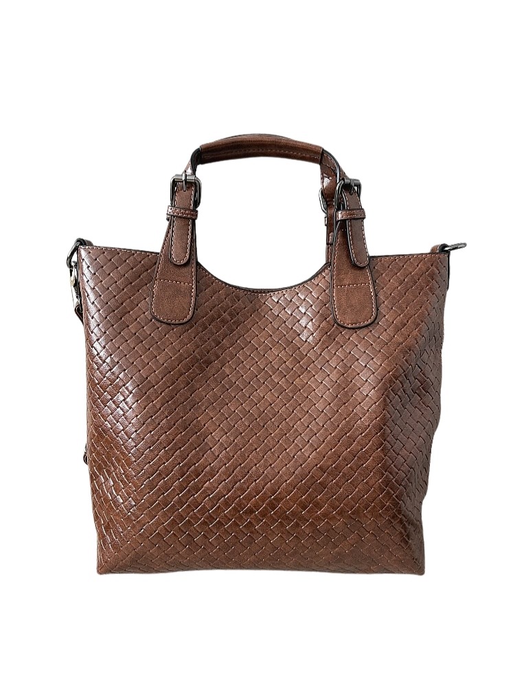 Ines Delaure kabelka shopper hnědá pletená