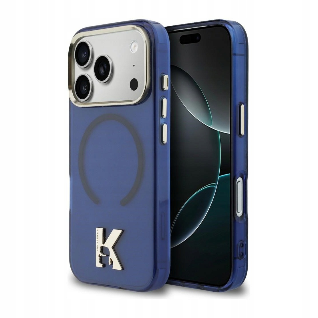 Pouzdro pro iPhone 17 Pro Karl Lagerfeld IML K Head Logo modré