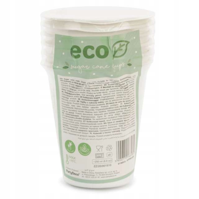 Kubeczki z trzciny cukrowej, biały, 250ml  6 szt .   KPP69-008 — 9