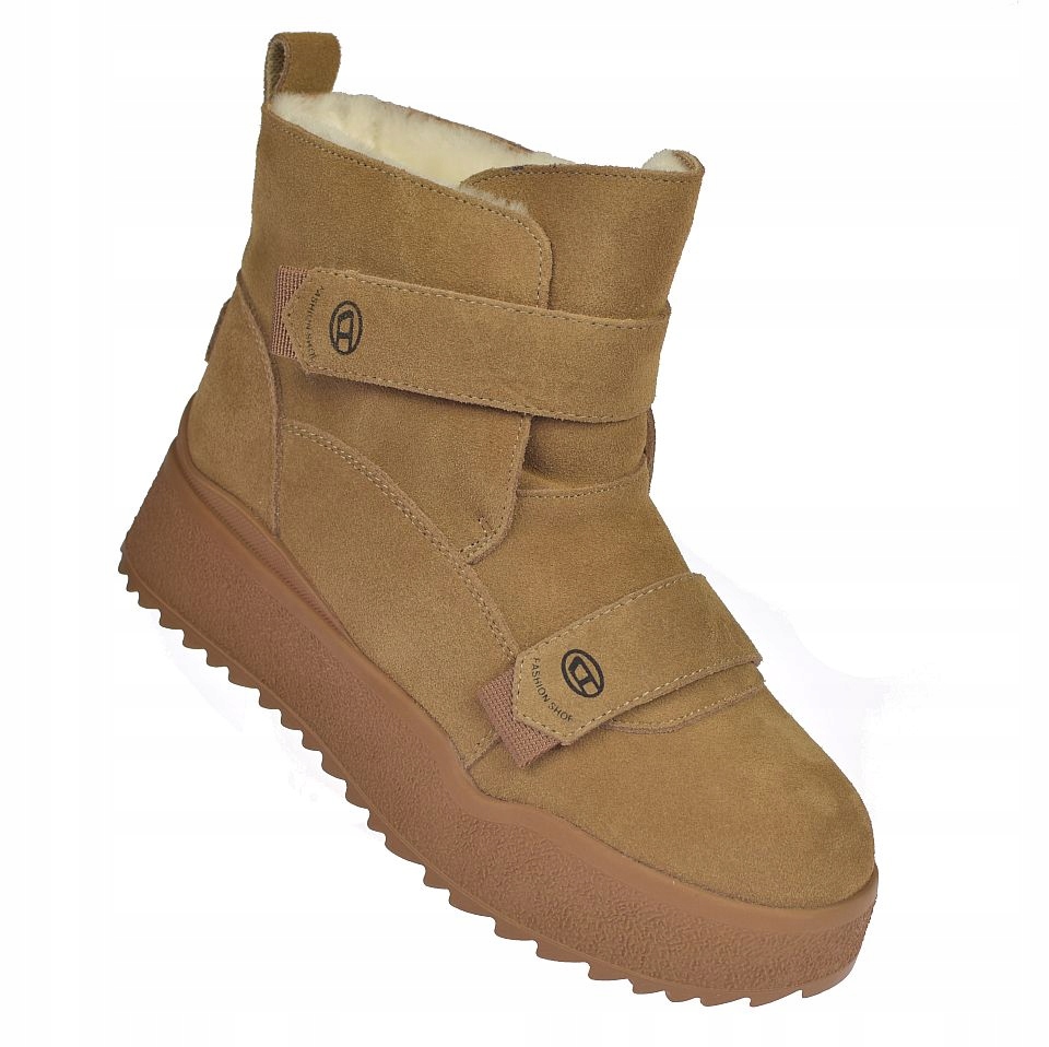 Dámské kotníkové boty , kožené semišové, JK/B-3-302b, zateplené, suchý zip vel. 38