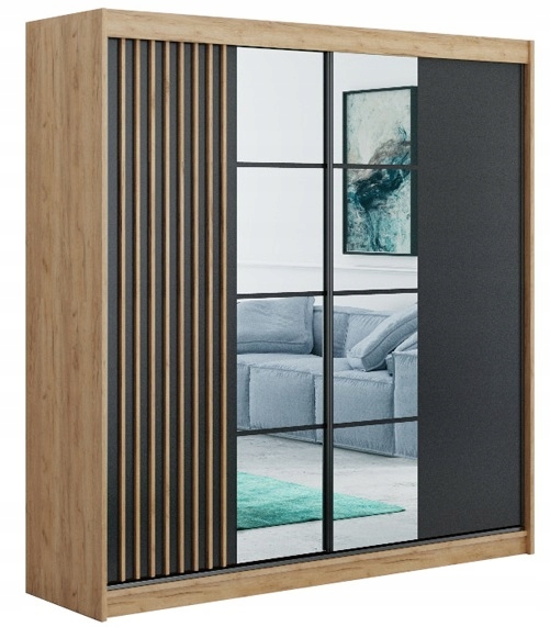 

szafa loft lustro półki lamele garderoba Rocco 203