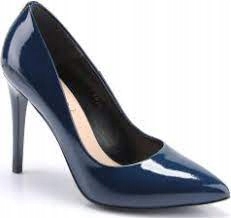 Tmavě modré lakované dámské lodičky na podpatku Sala 39,5