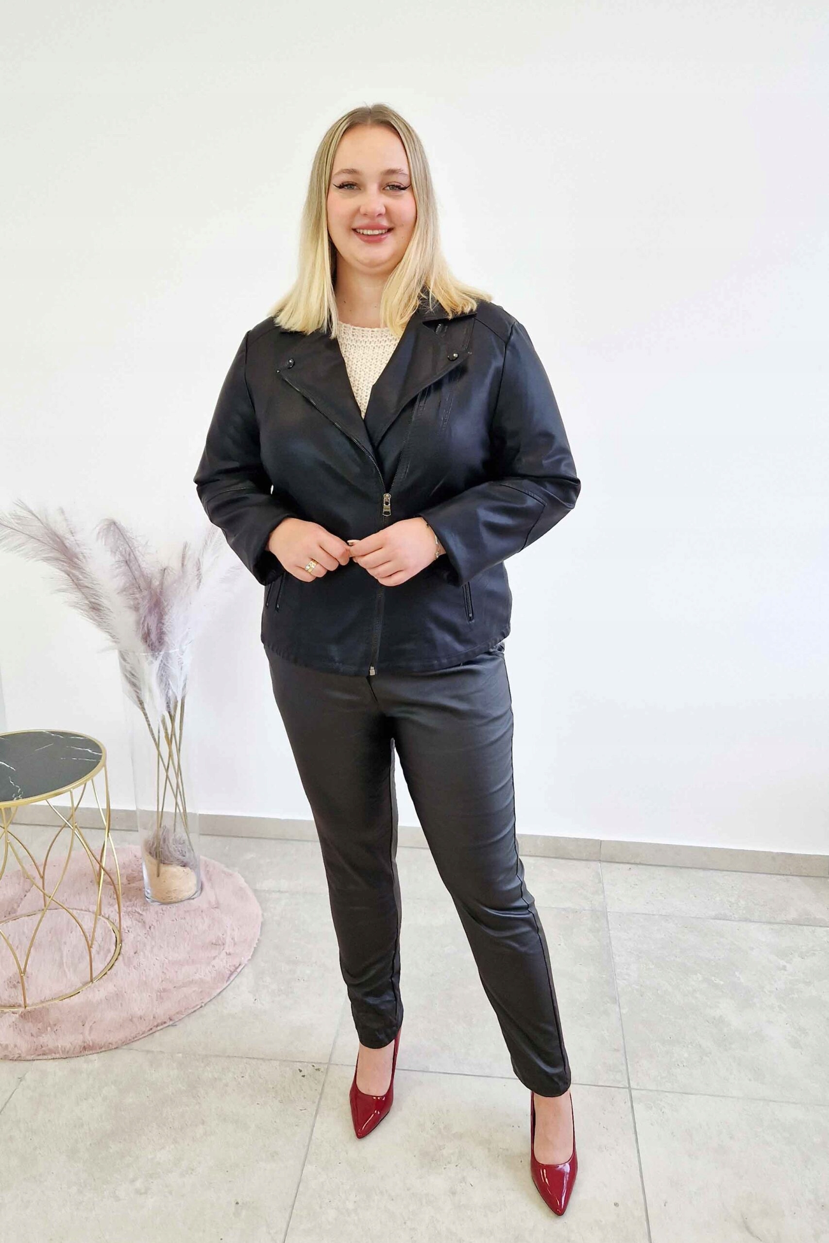 Černá dámská bunda Ramoneska Eko kůže 3XL