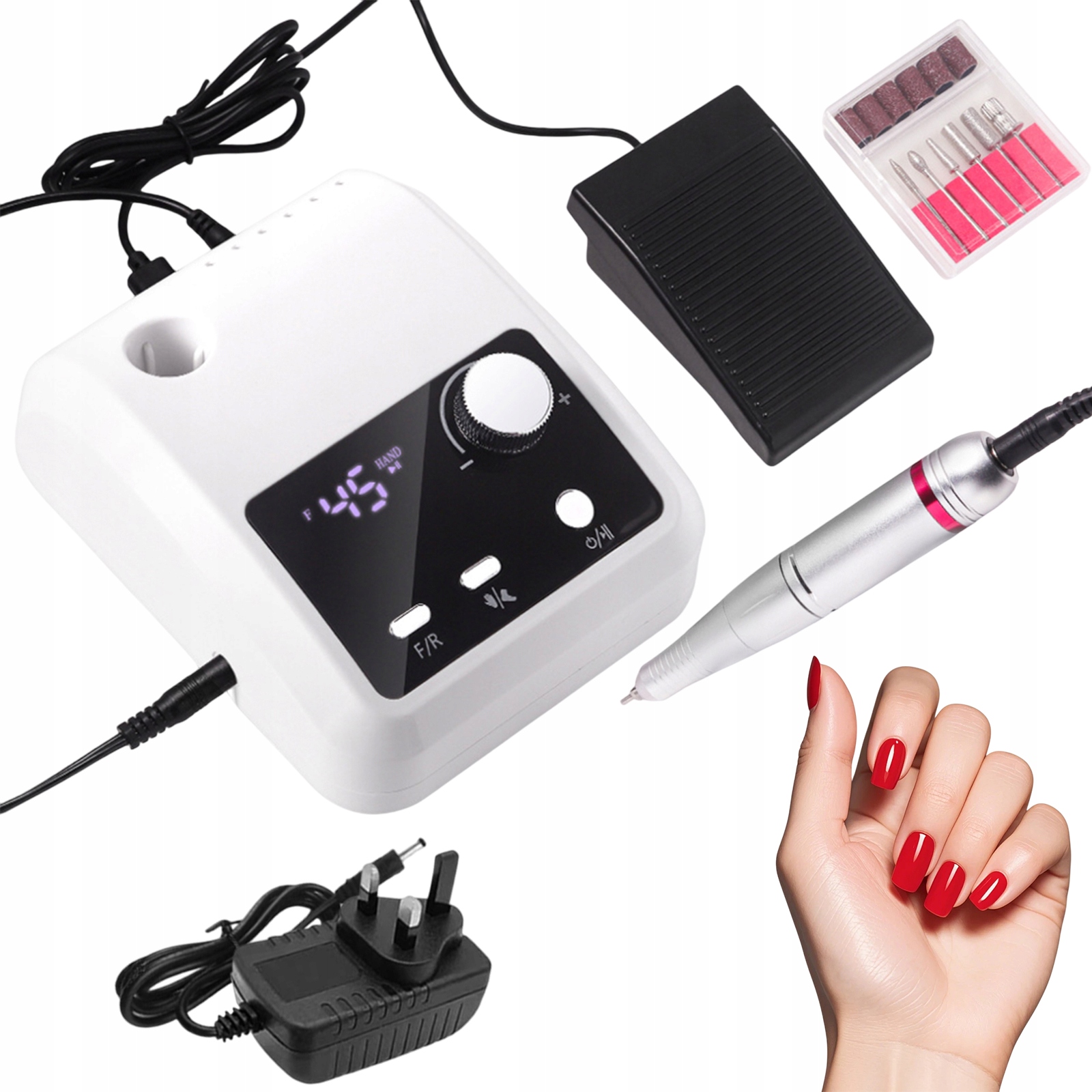 Bruska S Gelovým Pedálem Na Nehty 45000 Km 5 V 1, Bílá