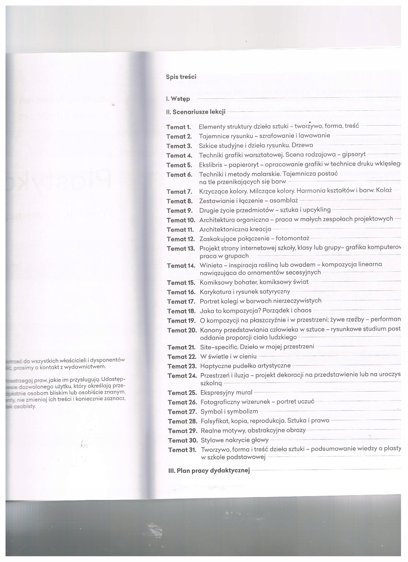 PLASTYKA 7 NAUCZYCIEL, SCENARIUSZE Przedmiot Plastyka