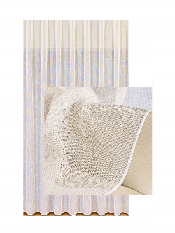 Záclona Siaka Bílá Zlaté Doplňky Praktická Elegantní s páskou 340x150