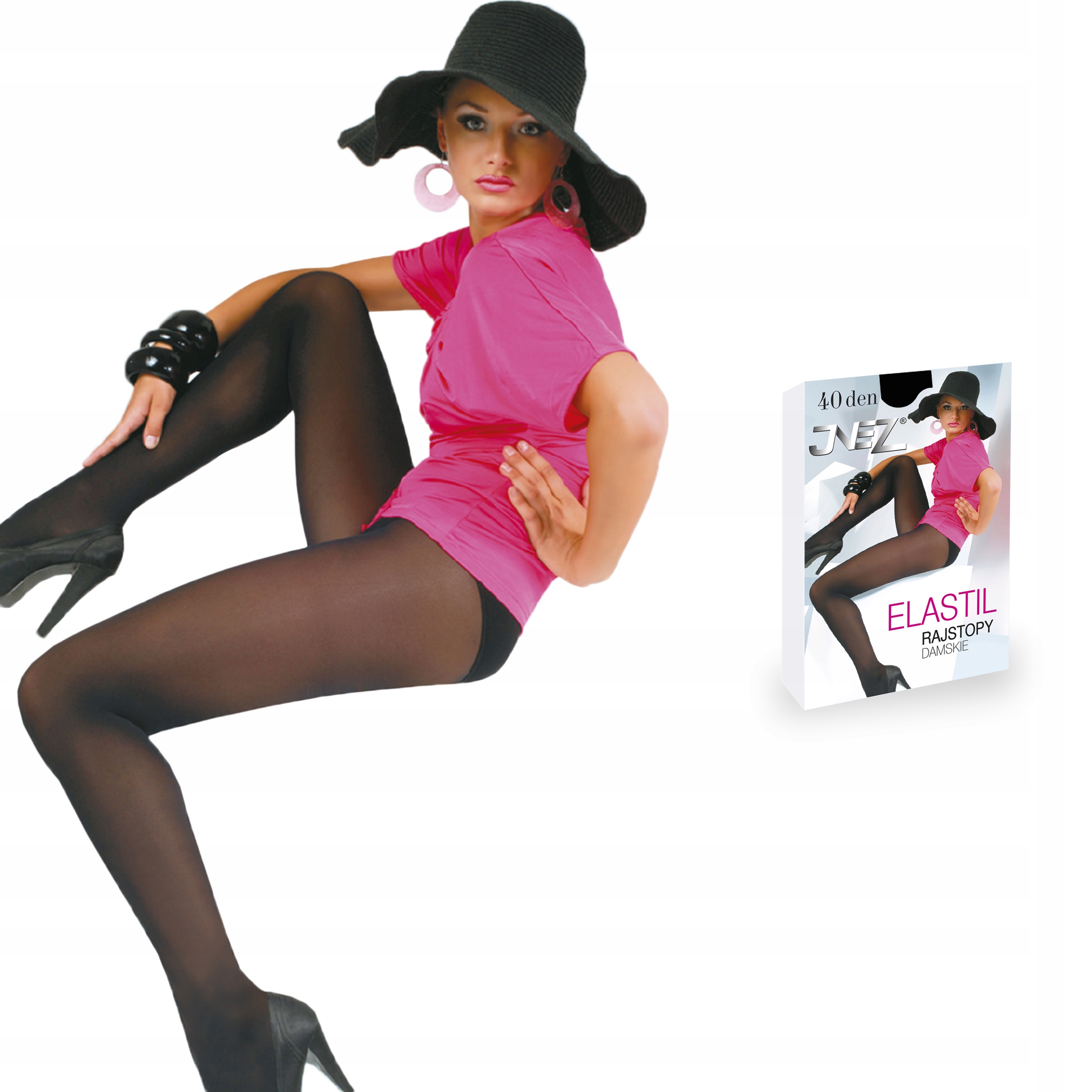 

Rajstopy Inez Elastil 40den mały klin Nero 3-L