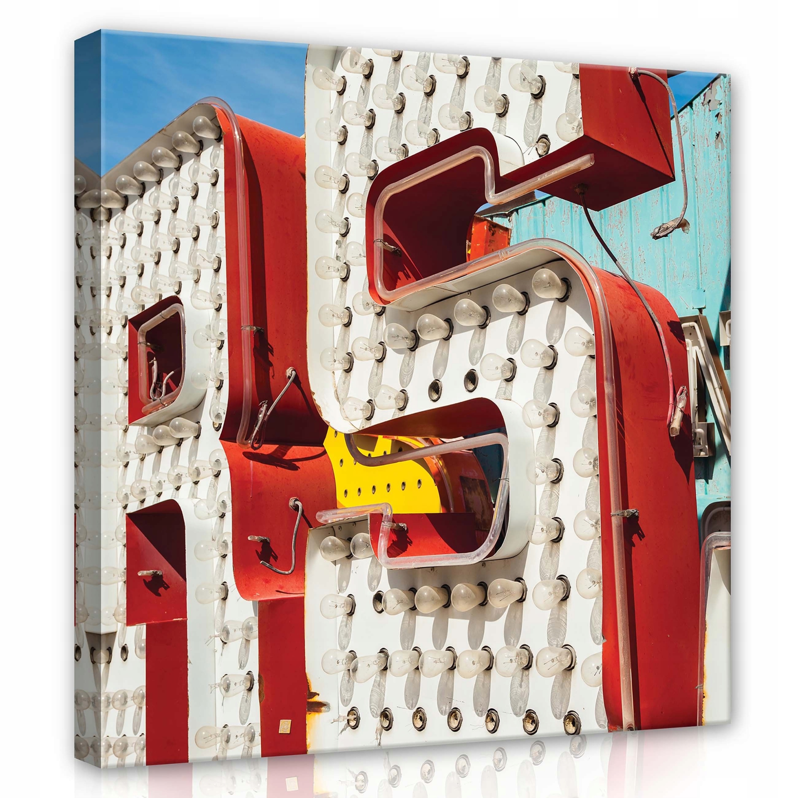 Obraz 80x80 Retro štítek vintage žárovky Las Vegas Amerika kicz město