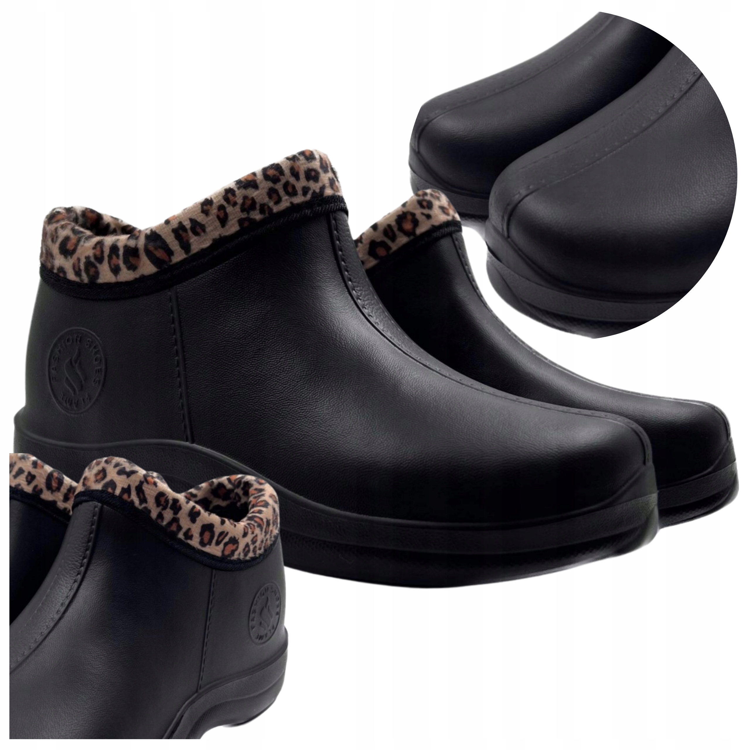 Kalosze Damskie Wygodne Krótkie Ocieplane Futerko Jesień Zima Czarne r. 38