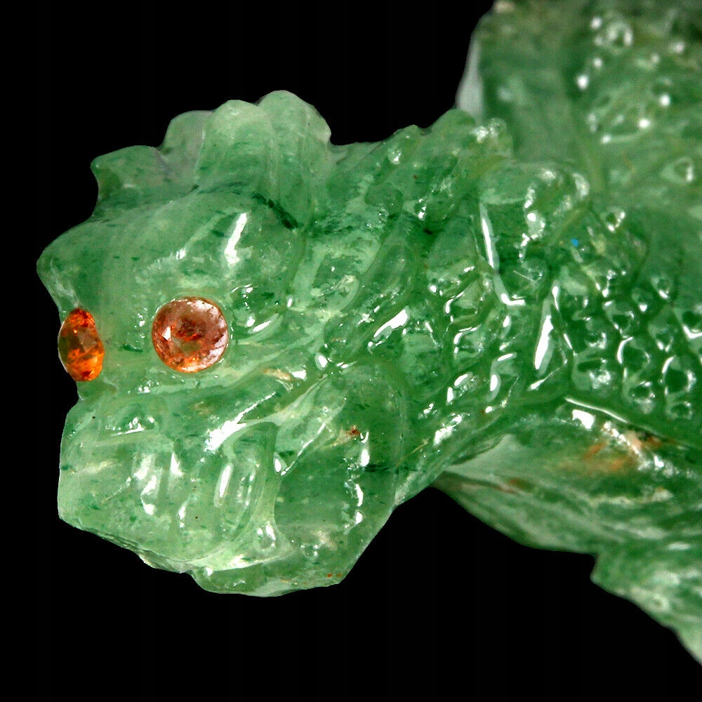 Drak vyřezávaný aventurín přírodní kámen 39.22ct