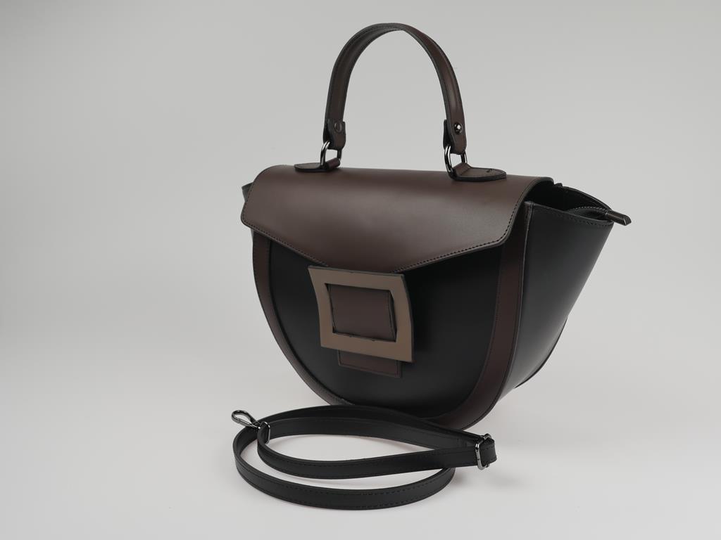 VERA PELLE ITALY Elegancka torebka modny kuferek Wielkość mała (nie mieszcząca A4)