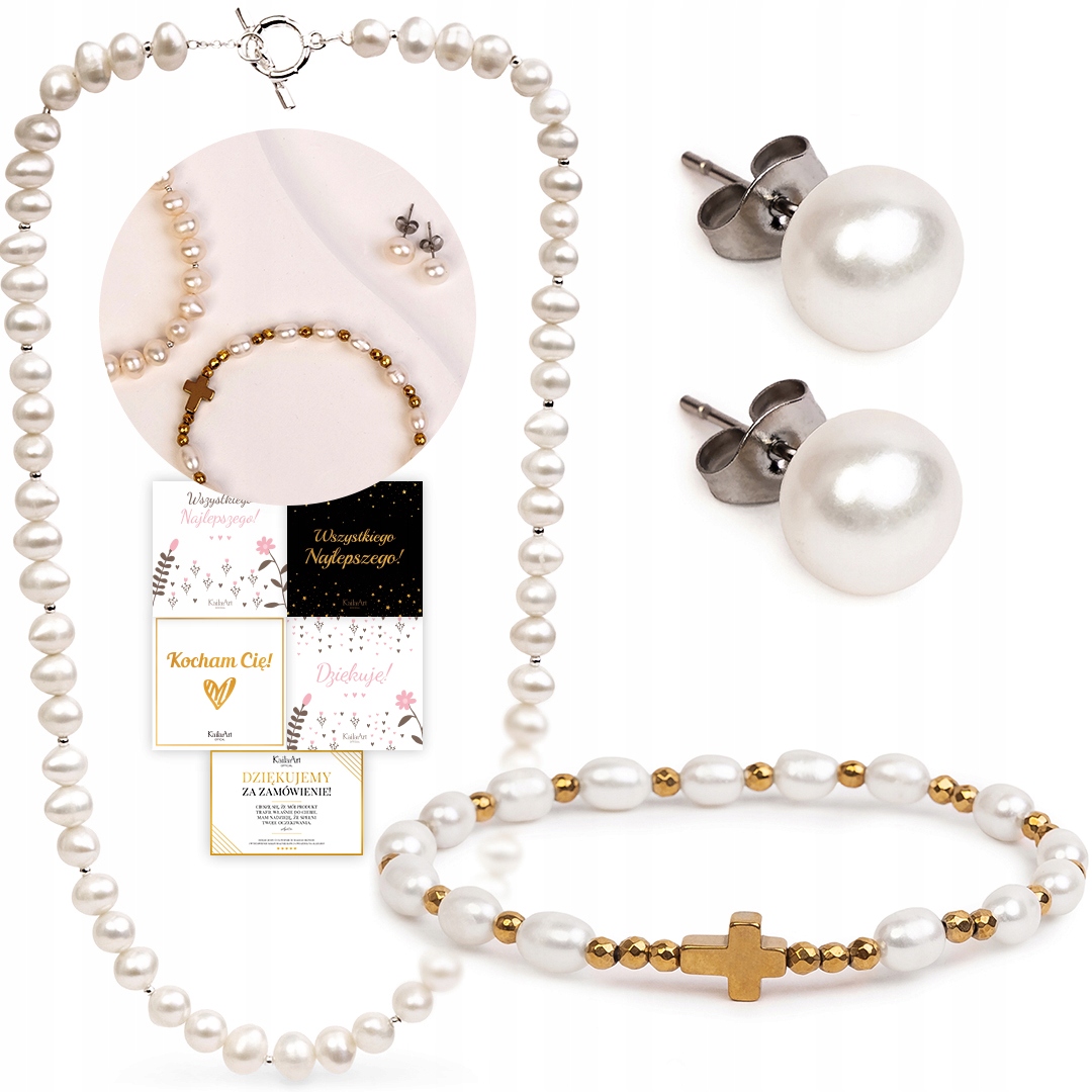 Náhrdelník S Perlami Perlový Náramek Náušnice S Perlou, Sada Z Oceli