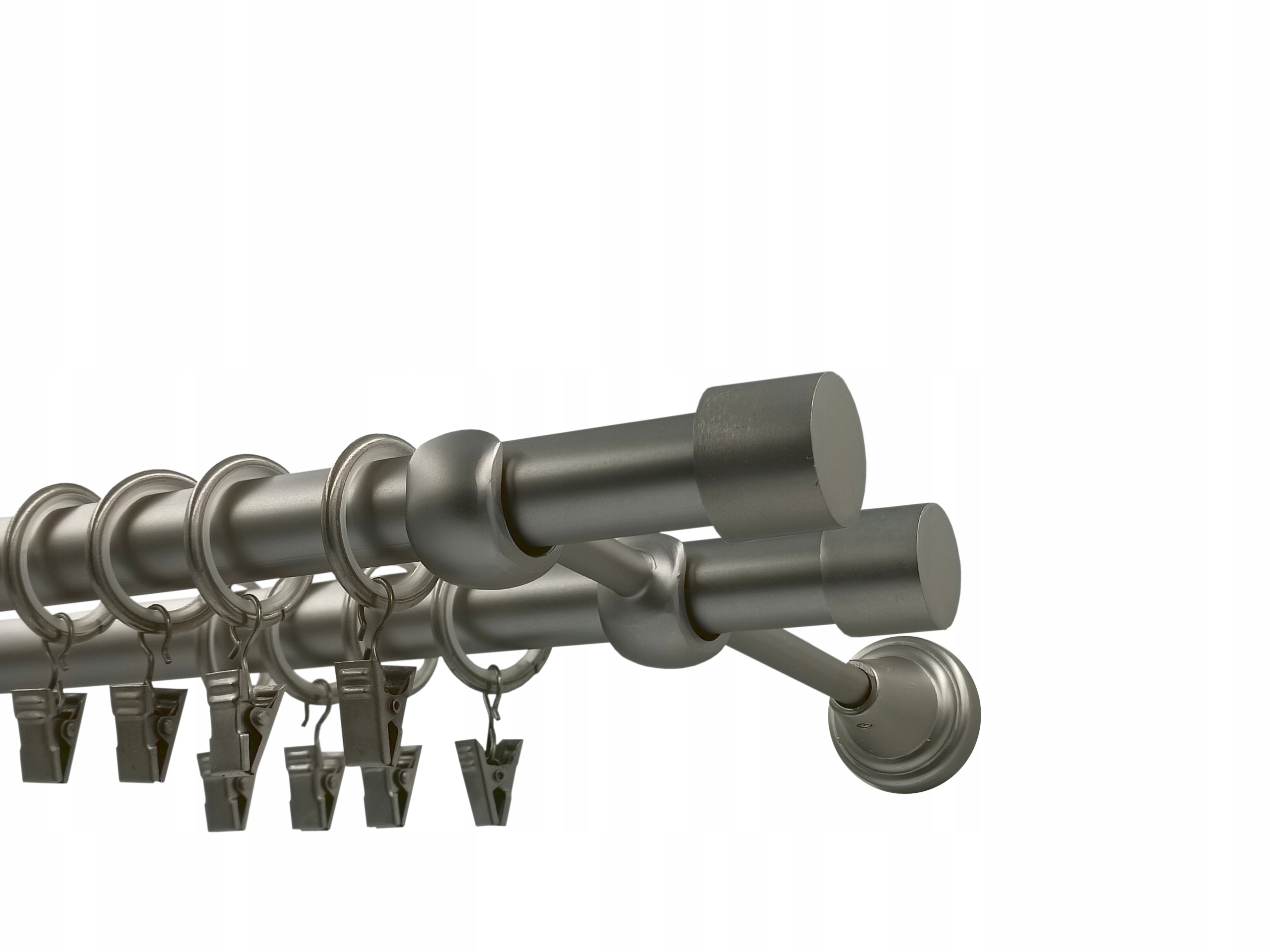 Garnýž Kovový 19+19mm MIX výběr Koncovek Satén 180cm galvanizovaný