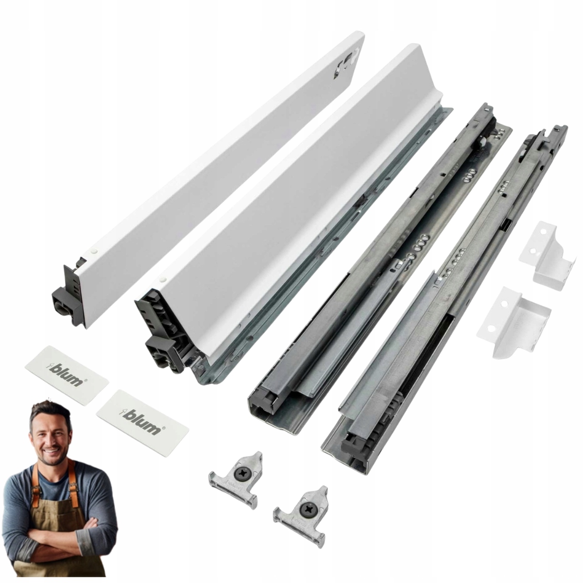 Zásuvka Blum Tandembox Antaro 550 mm Nízka 86 mm Nosnosť 35 kg Biela