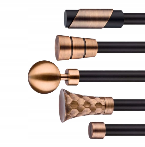 KARNISZ MIEDZIANY CZARNY POJEDYNCZY 19MM 160CM Materiał wykonania metal