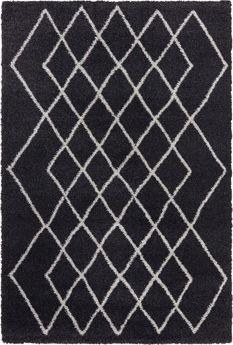 Černobílý koberec Shaggy boho 80 x 150 cm