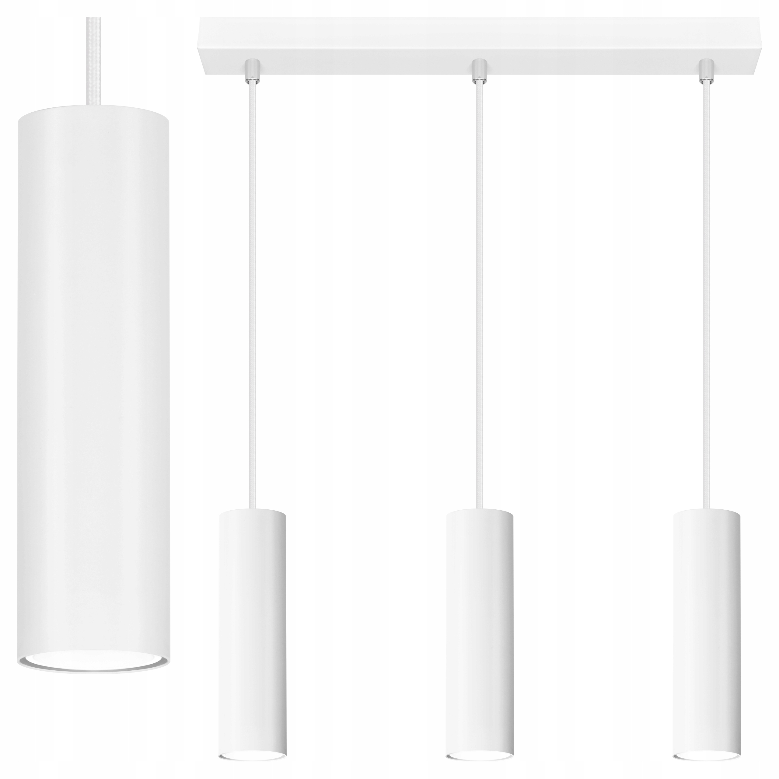 Lampa Sufitowa Wisząca Tuba Metalowy Żyrandol Nad Stół Oprawa 3xGU10 Roller