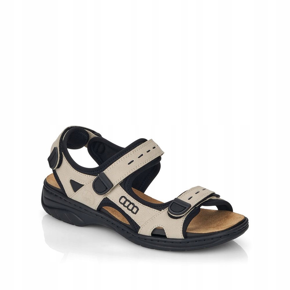 Rieker sandały damskie sportowe Profilowane na rzepy Beżowe