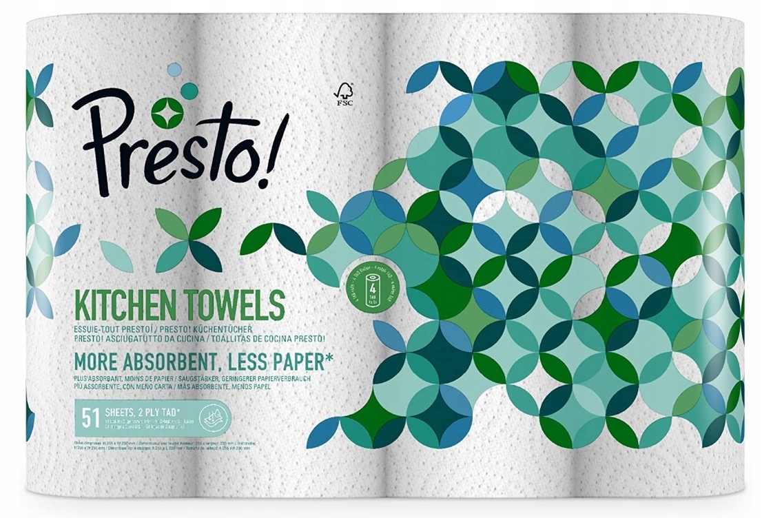 

(de) Presto! Ręczniki papierowe, 4 sztuki