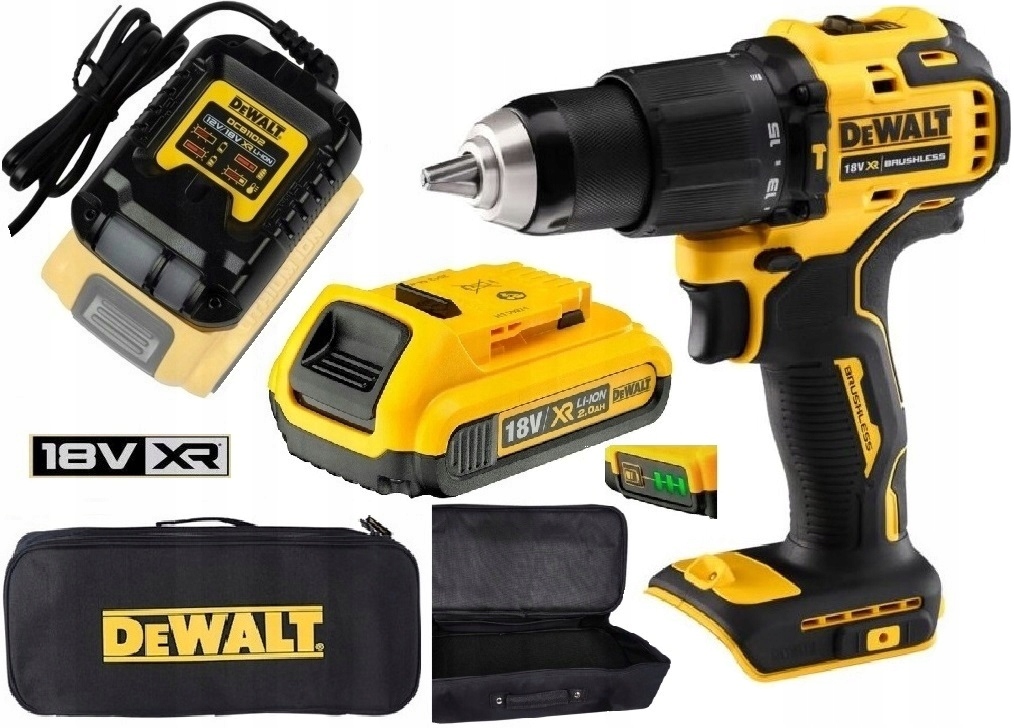 DeWALT DCD709 Udar Led 65Nm Xr DCB183 Aku 2.0Ah 2Ah 18V DCB1102 Torba