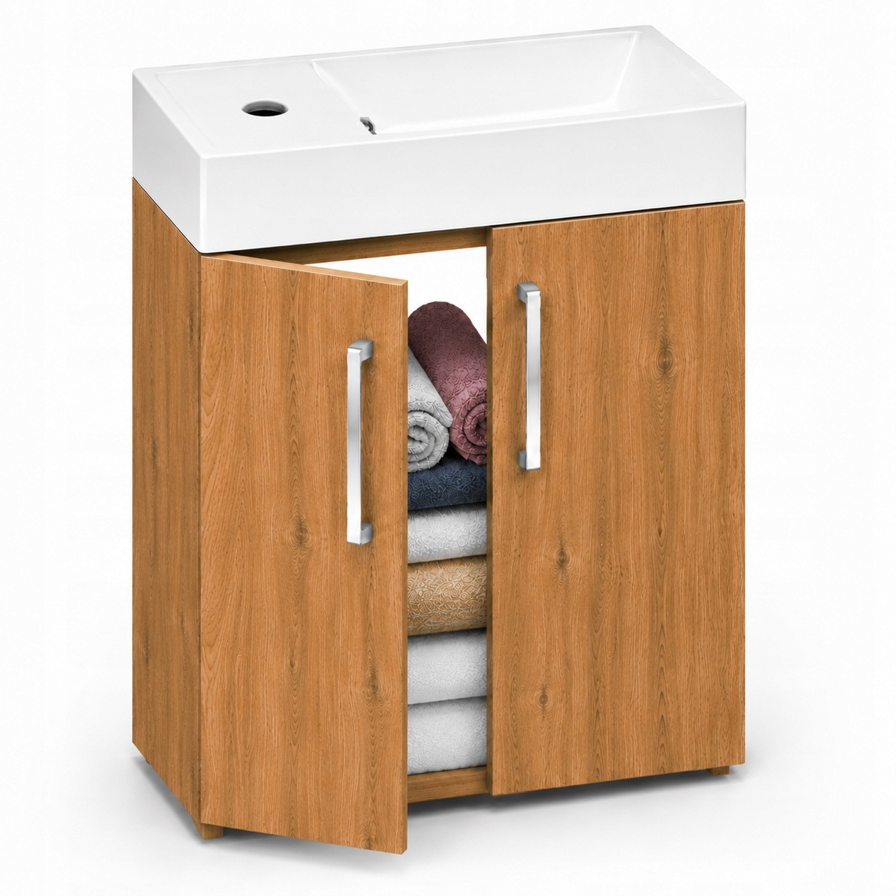 Závěsná koupelnová skříňka 40 cm s keramickým umyvadlem Loft Dub Lancelot