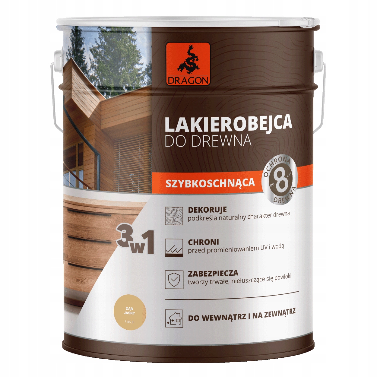 Lakierobejca do drewna szybkoschnąca 5L DĄB JASNY DRAGON Kod producenta DLDS05DJ