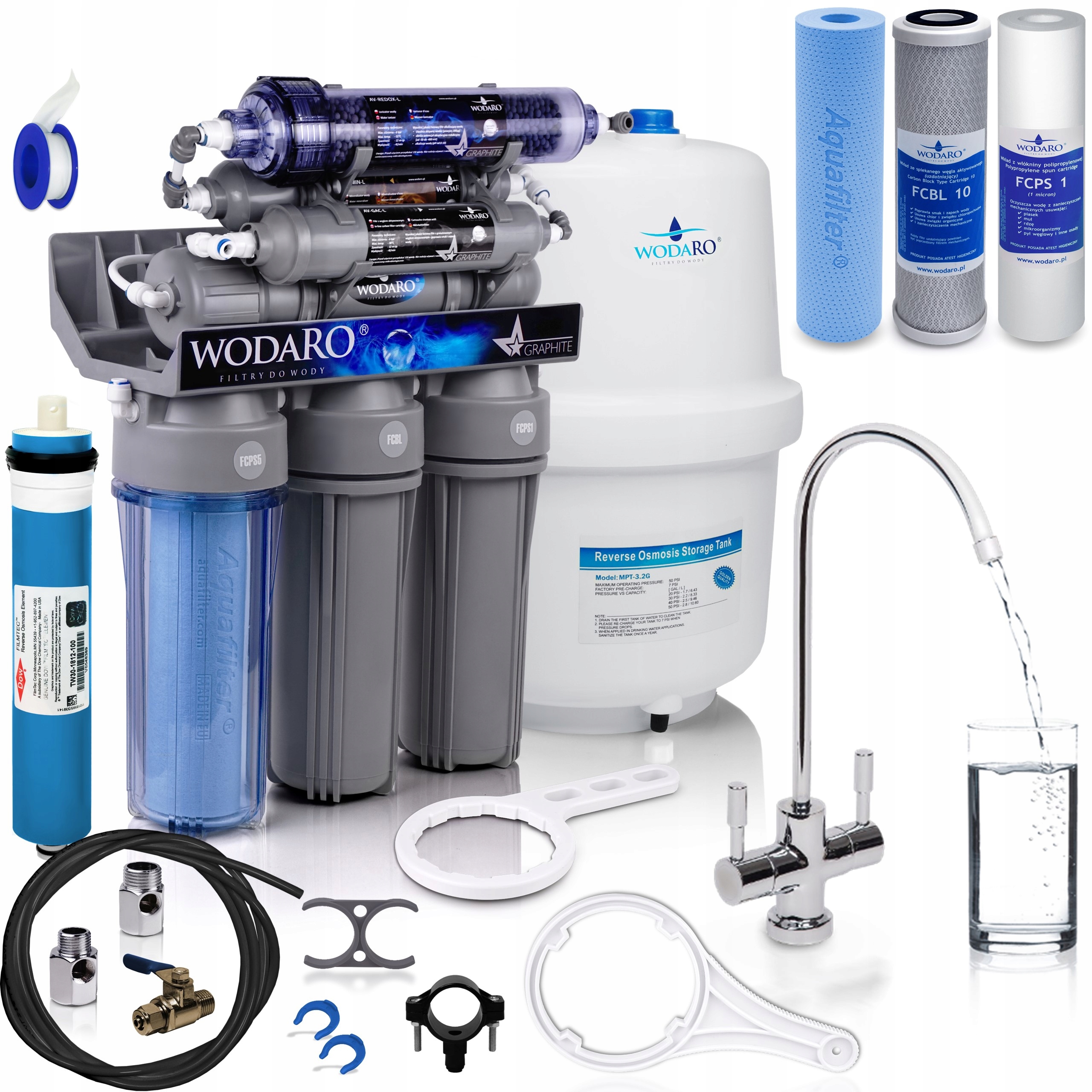 FILTR WODY RO7 WodaRO GRAPHITE ODWRÓCONA OSMOZA