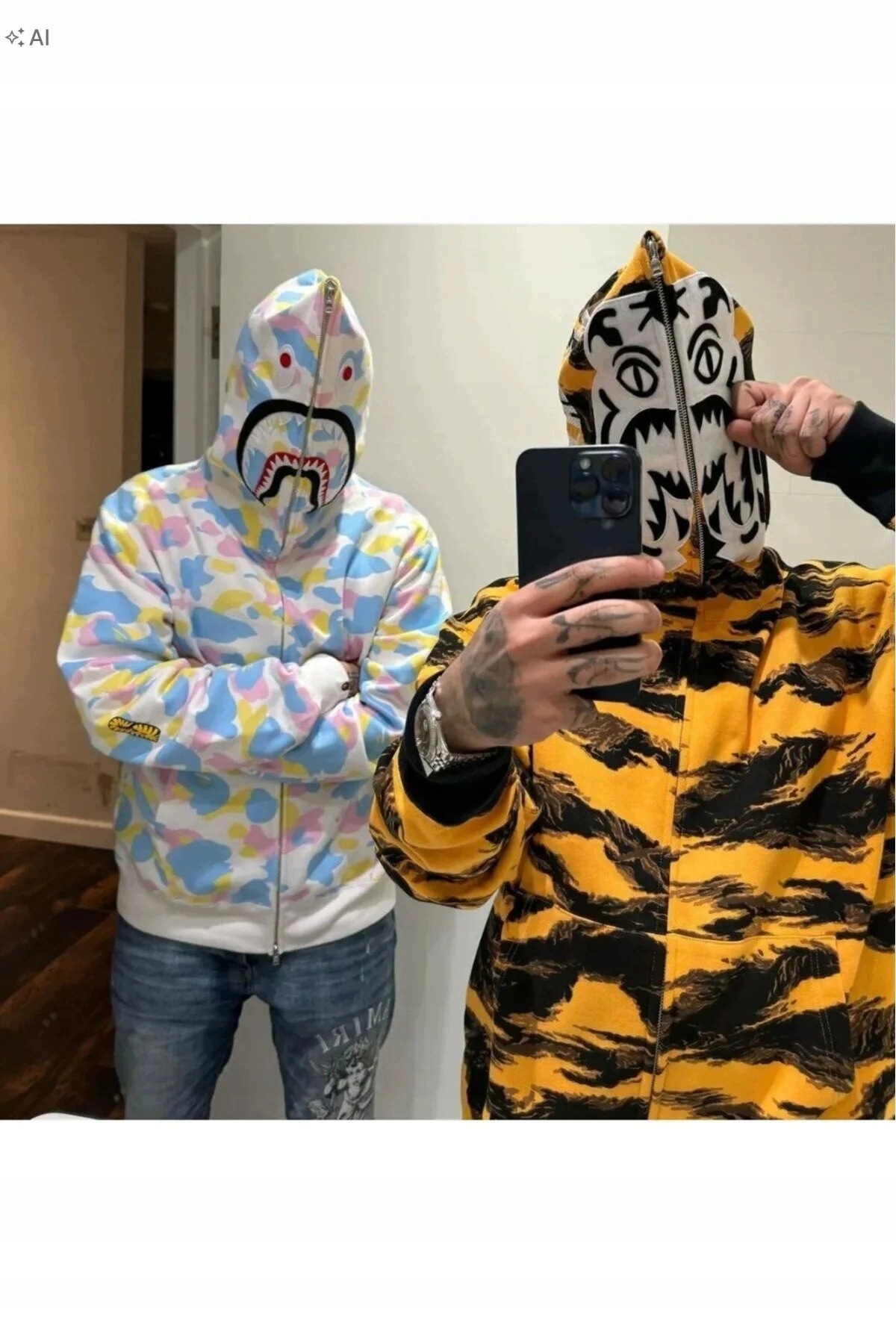 Pánský Svetr S Kapucí Vzor Maska Zip Sportovní S 5IA
