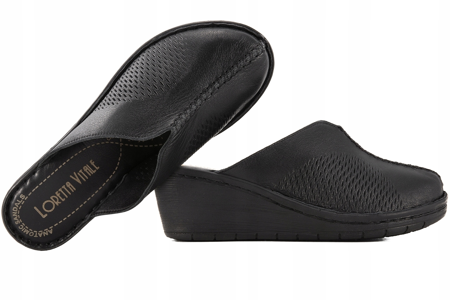 Loretta Vitale 759 Nazouváky Dámské Koturnová Kůže Plná Černá