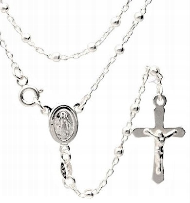 Naszyjnik Srebrny Różaniec Krzyżyk Medalik srebro 925 grawer na Komunię Marka Mennica Bydgoska