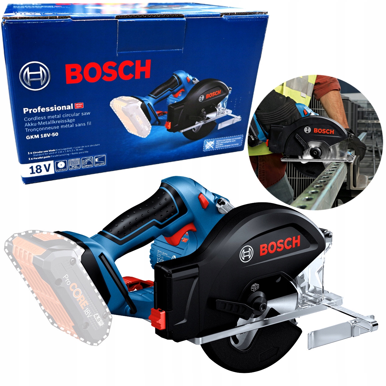 Akumulatorowa piła pilarka tarczowa do metalu Bosch Gkm 18V-50 06016b8000