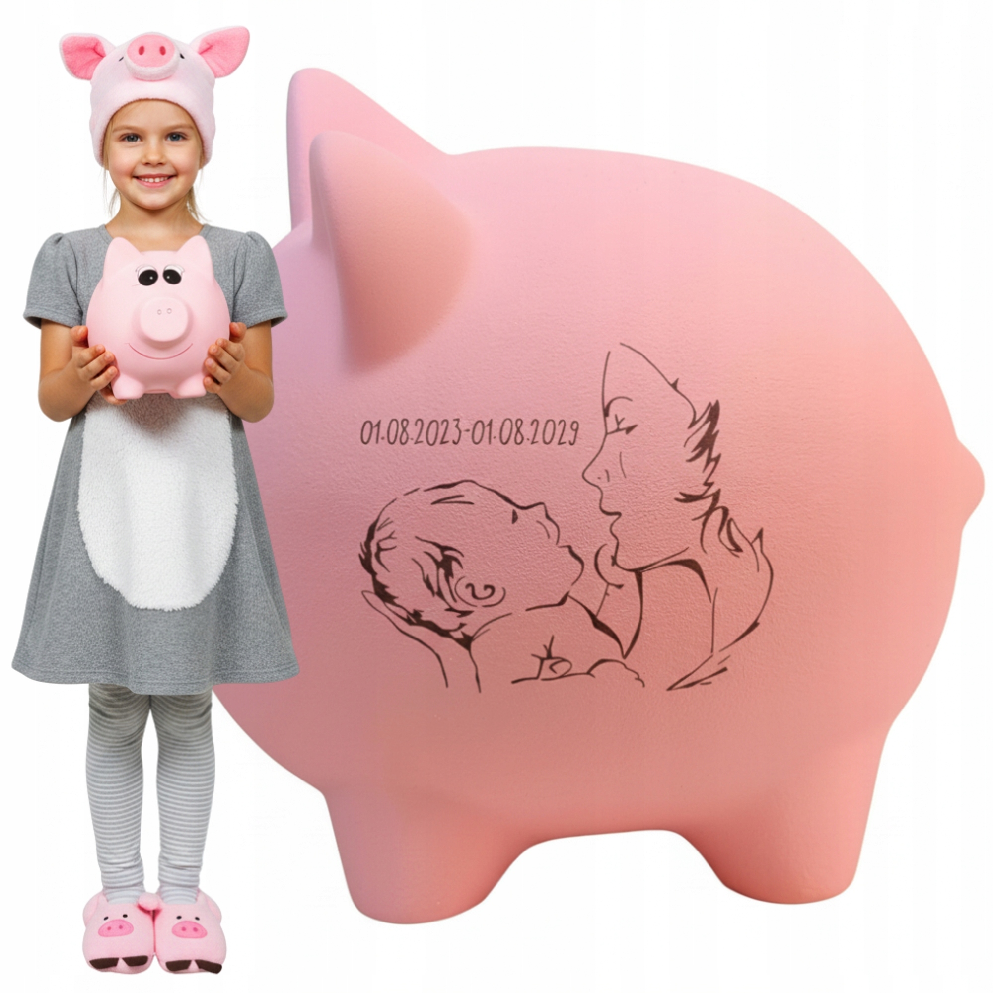Pokladnička prasátko S Jménem personalizovaná vlastní text grafika Velká XL