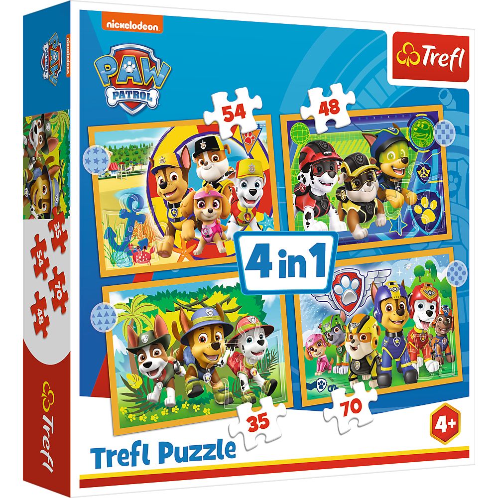 

Puzzle 4W1 Trefl Wakacyjny Psi Patrol