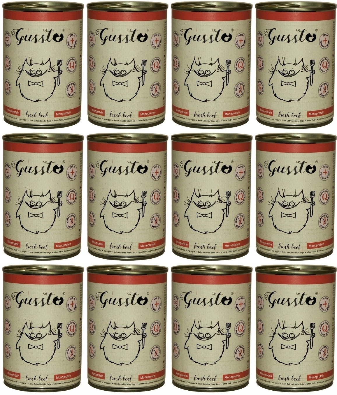 Levně Gussto Cat Fresh Hovězí 12 x 400 g