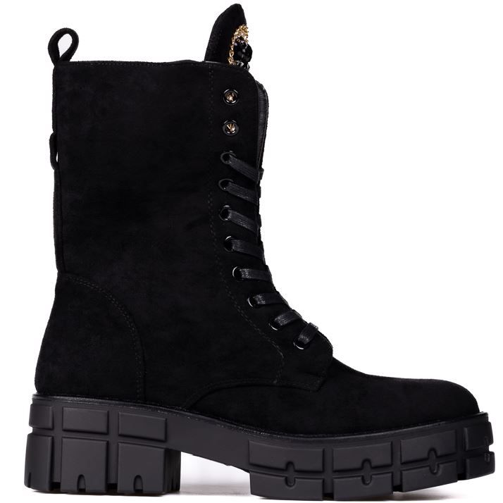 Černé Workery Na Platformě Semišové Zirkony 40