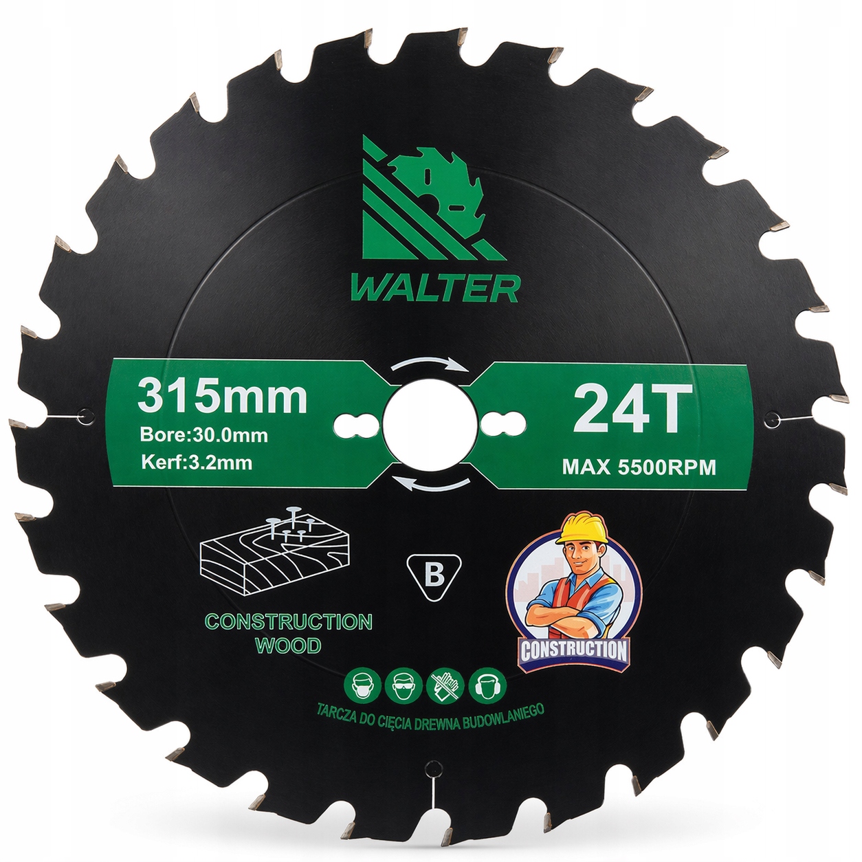Kotouč na stavební dřevo 315x30 24 vidličková pila polská výroba Walter