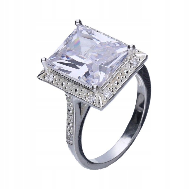 Dámský prstýnek stříbro 925 velký čtvercový zirkon jako dárek r14