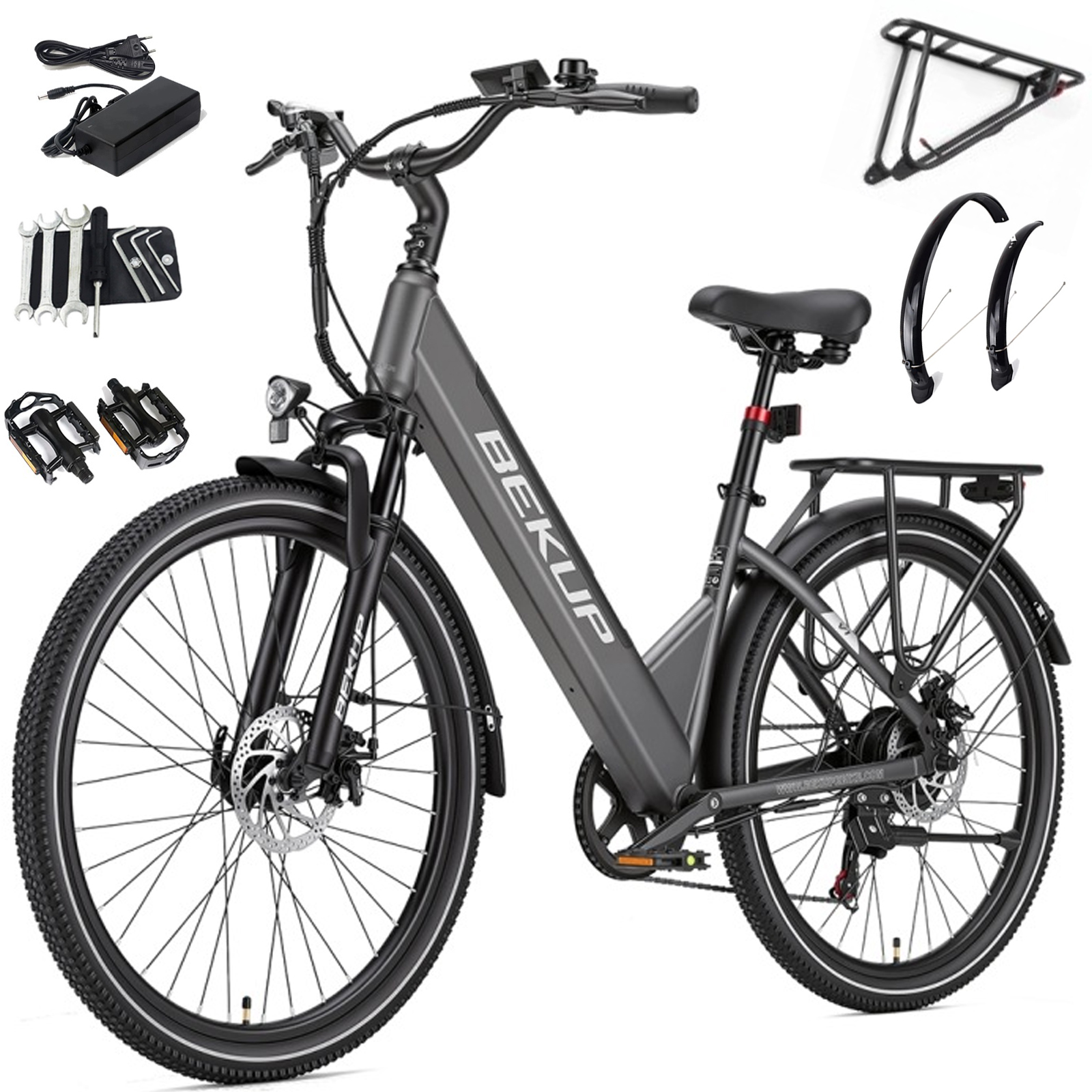 26"Męski/Damski elektryczny rower miejski 250W 14.5AH 25KM/H 45NM 75KM Bekup V1