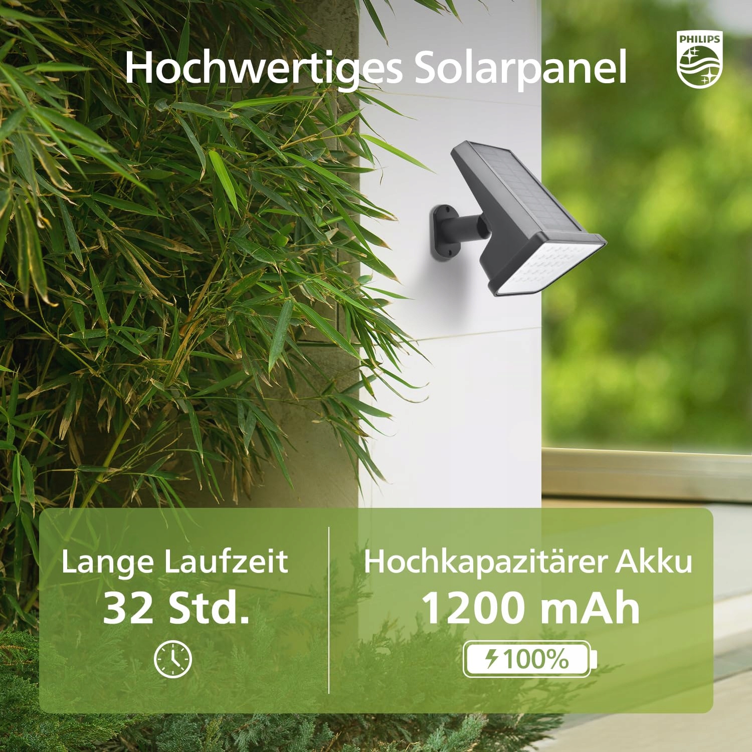 PHILIPS Solarna Lampa Ogrodowa 28 LED 3000K Wodoodporna Na Zewnątrz — miniatura 4