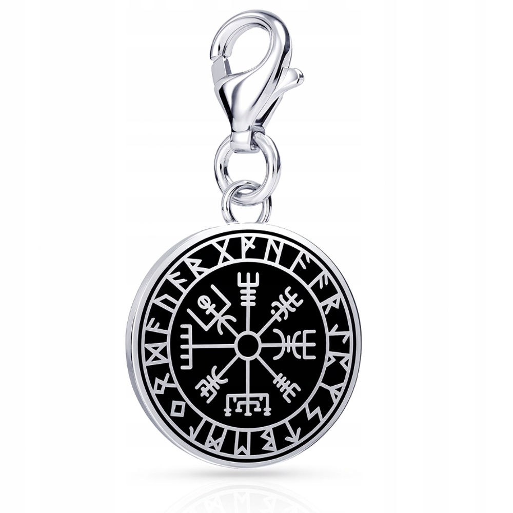 Kompas Vikingů Vegvisir Stříbrný 925 přívěsek na karabině