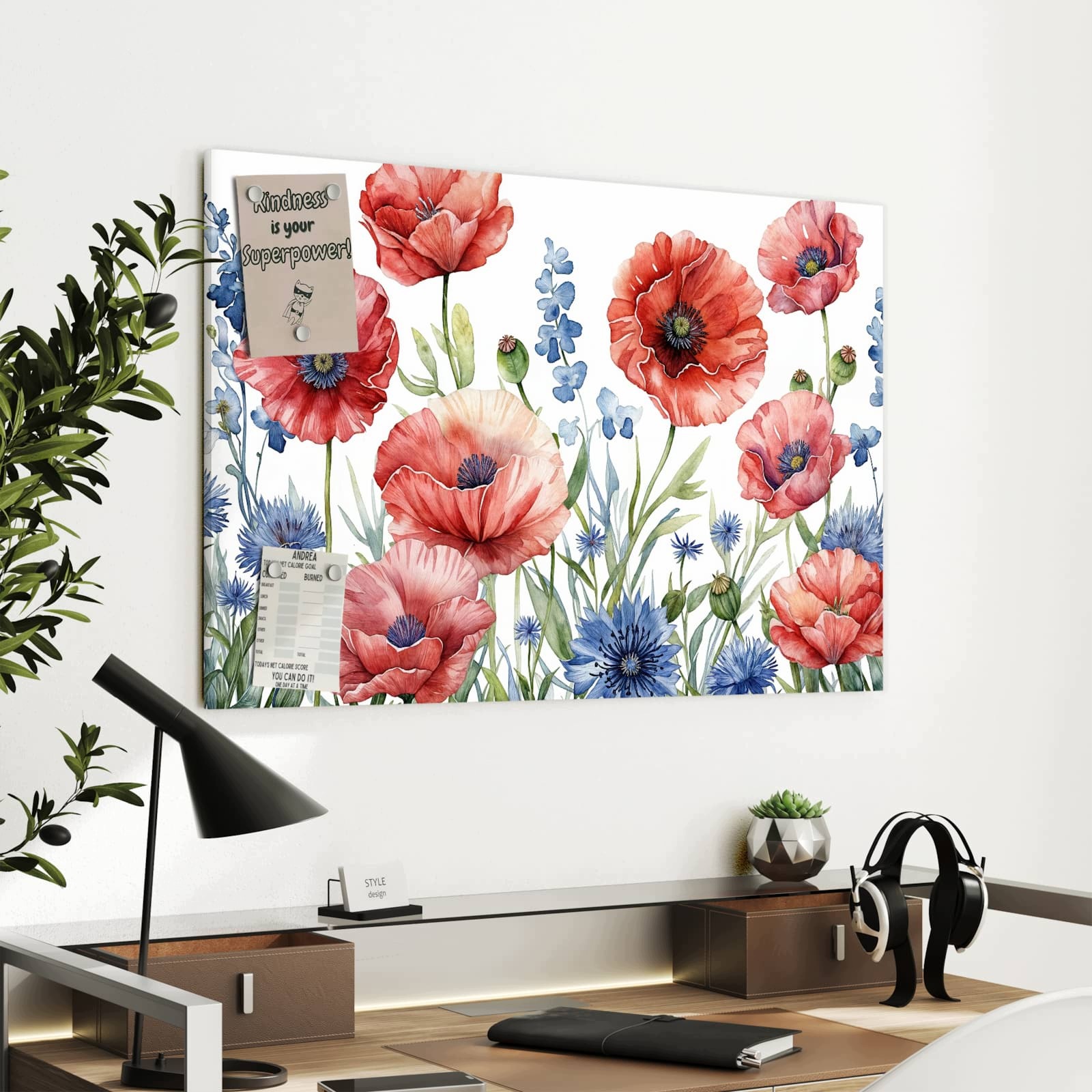Magnetická tabule Louka květinová Kunsztowny 90 × 60 cm