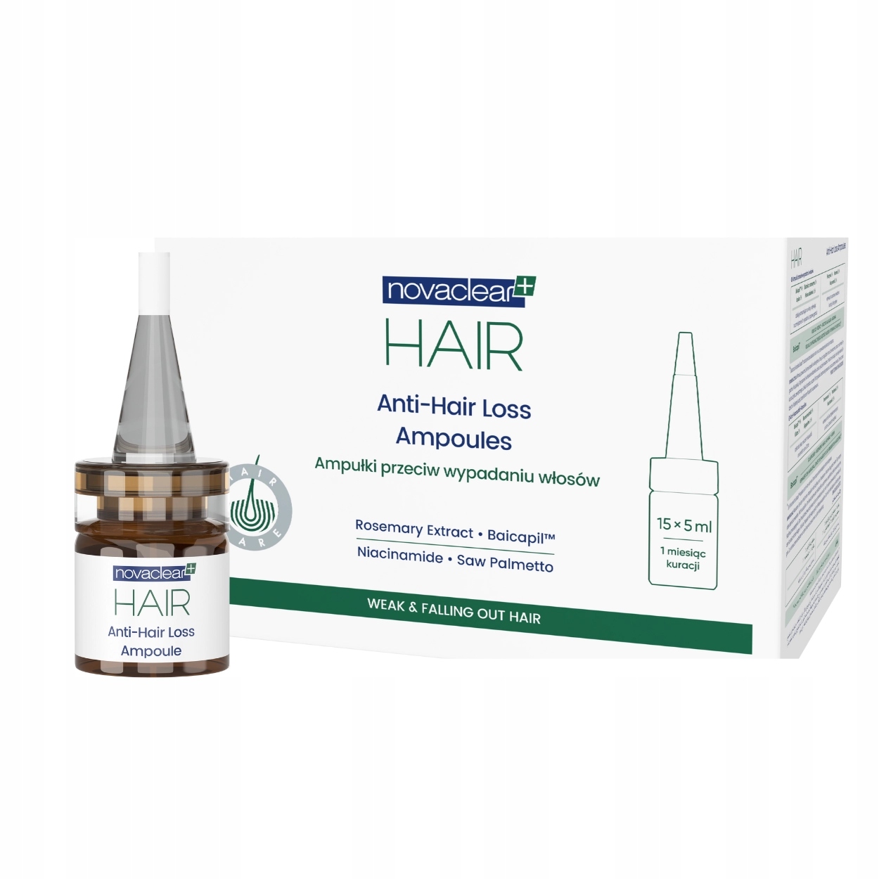 2x Novaclear Anti Hair Loss Ampułki Przeciw Wypadaniu Włosów 15x5ml
