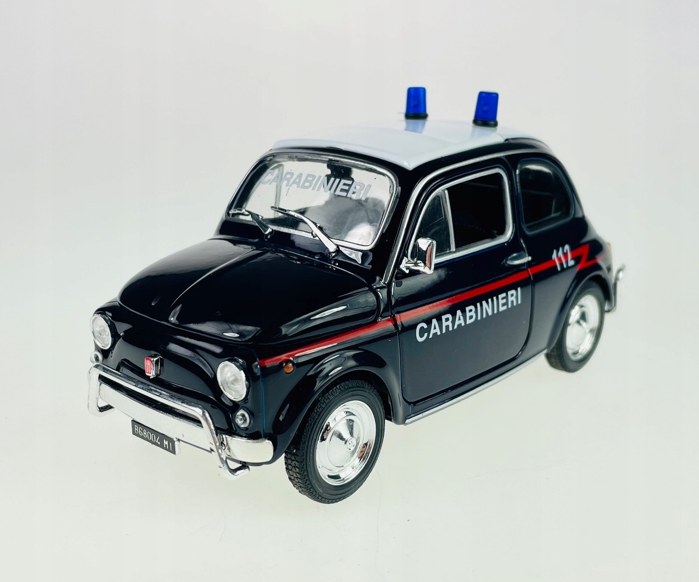 Welly Fiat Nuova 500 Carabinieri Černá 1:24 Nový Kovový Model