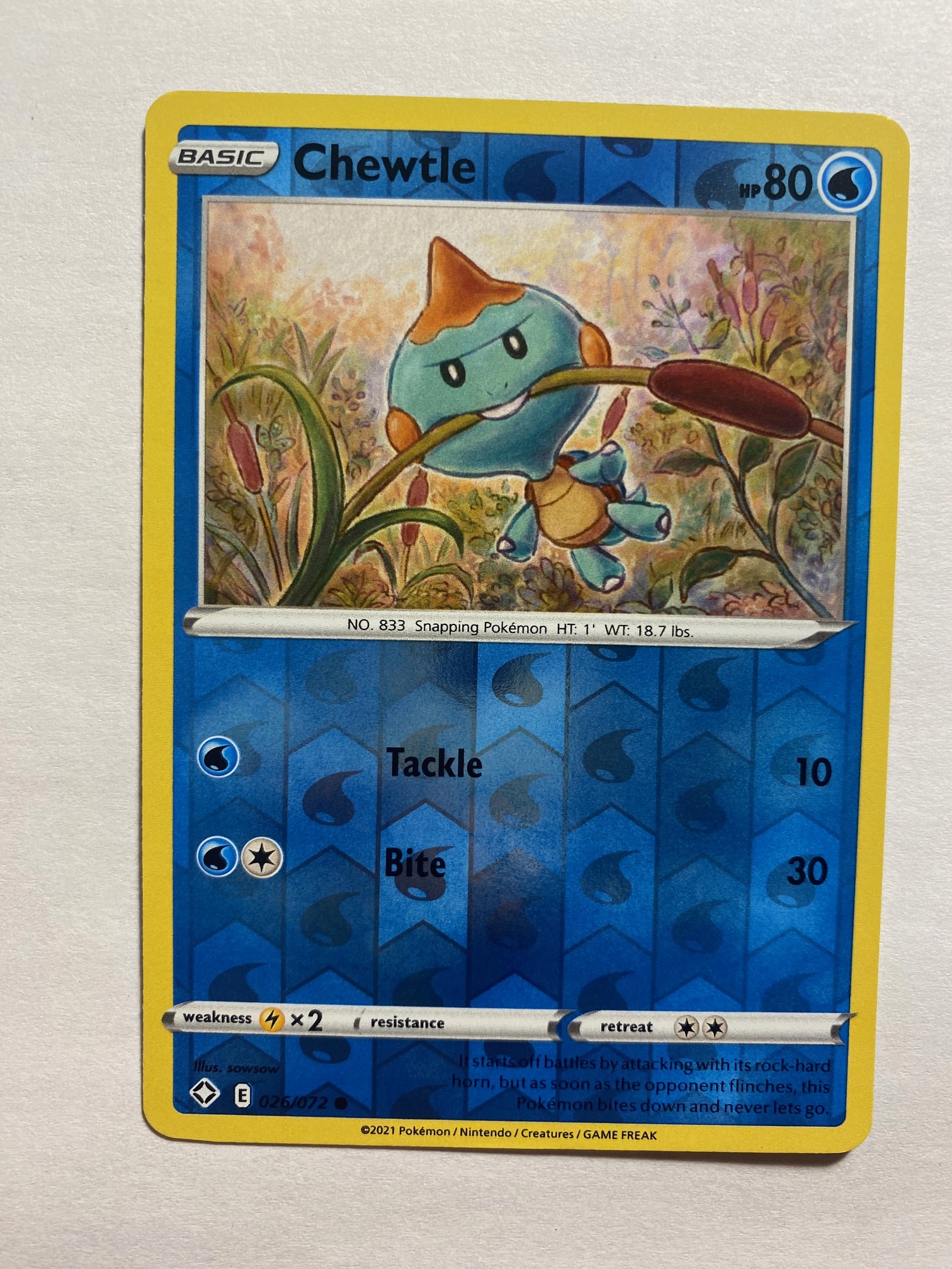 Pokemon Shining Fates reverse 026/072 Chewtle